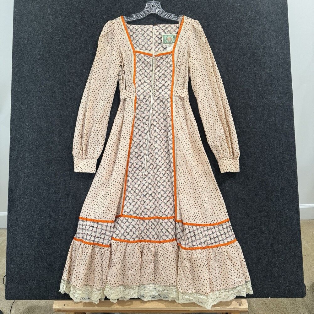 Vintage Homespun Ltd Brand Dress Size 11 Sundress Boho Prairie Cottage Midi 70s